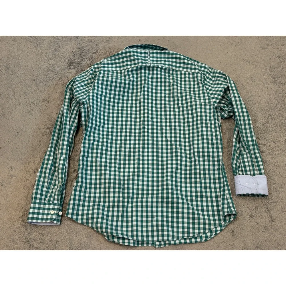 Banana Republic Grant Slim Fit Luxe Stretch Poplin Gingham Shirt Green Mens L